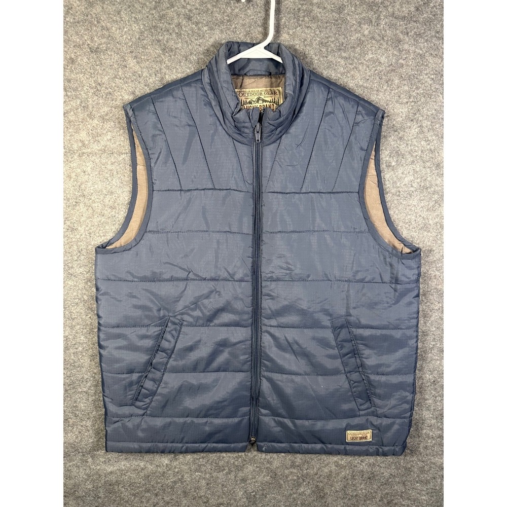 Lucky Brand Mens‎ Outdoor Gear Puffer Vest Navy Blue Quilted Full Zip XL